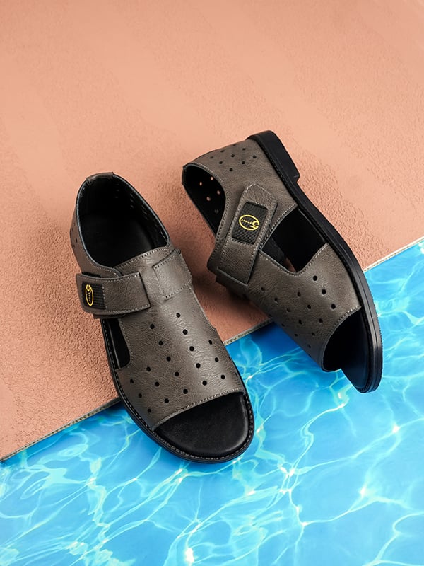 Olive Plain Velcro Sandals