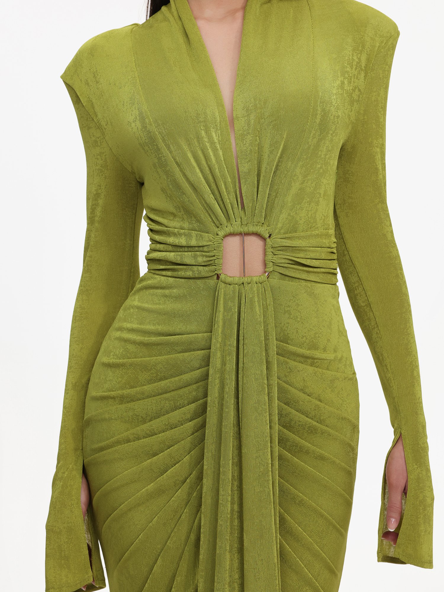 Green Long Sleeve Bodycon Maxi Dress