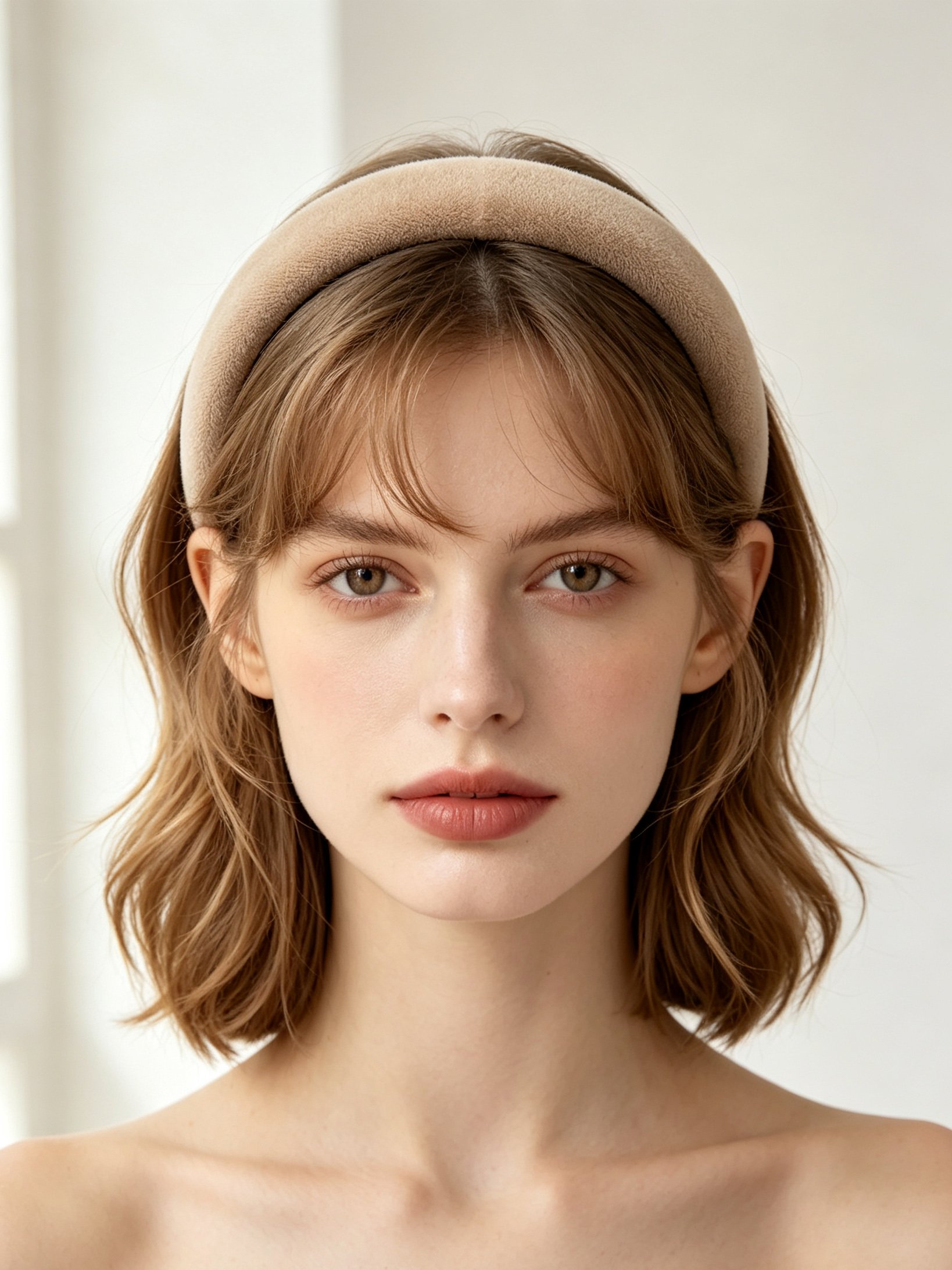 طوق شعر بيج مبطن