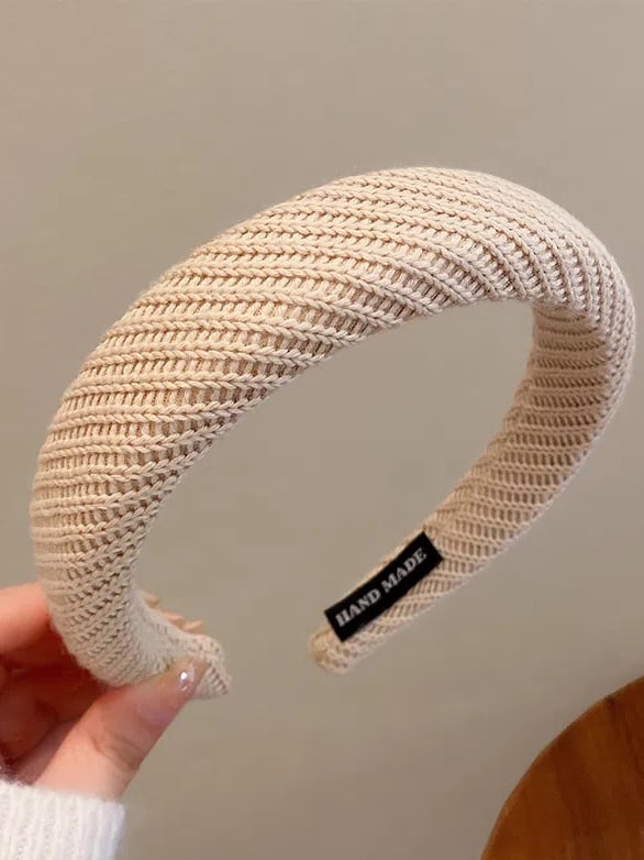 Beige Knitted Padded Hairband
