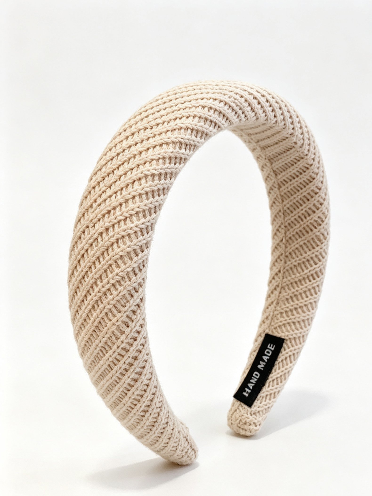 Beige Knitted Padded Hairband