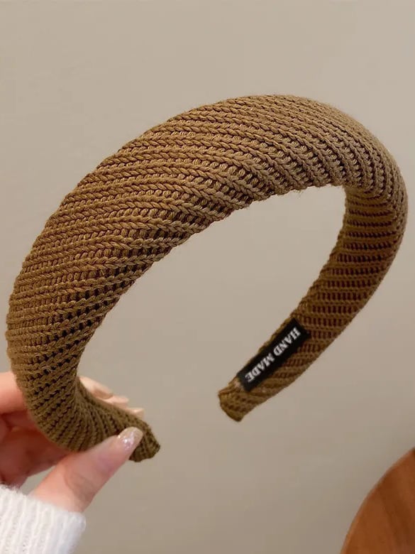 Coffee Brown Knit Padded Headband
