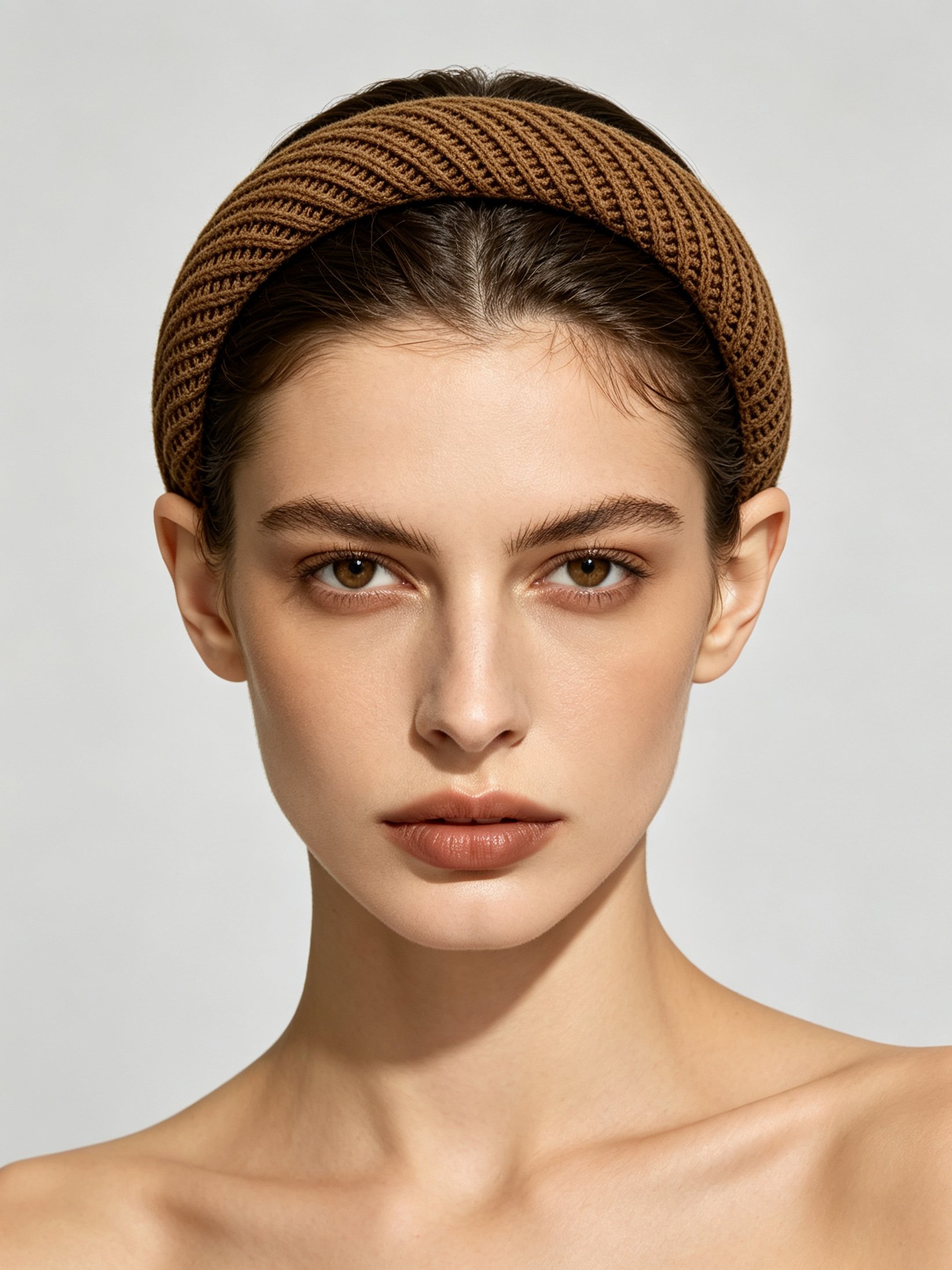 Coffee Brown Knit Padded Headband