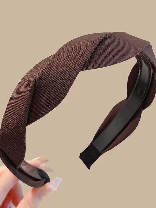 Brown Ribbed Knot Headband