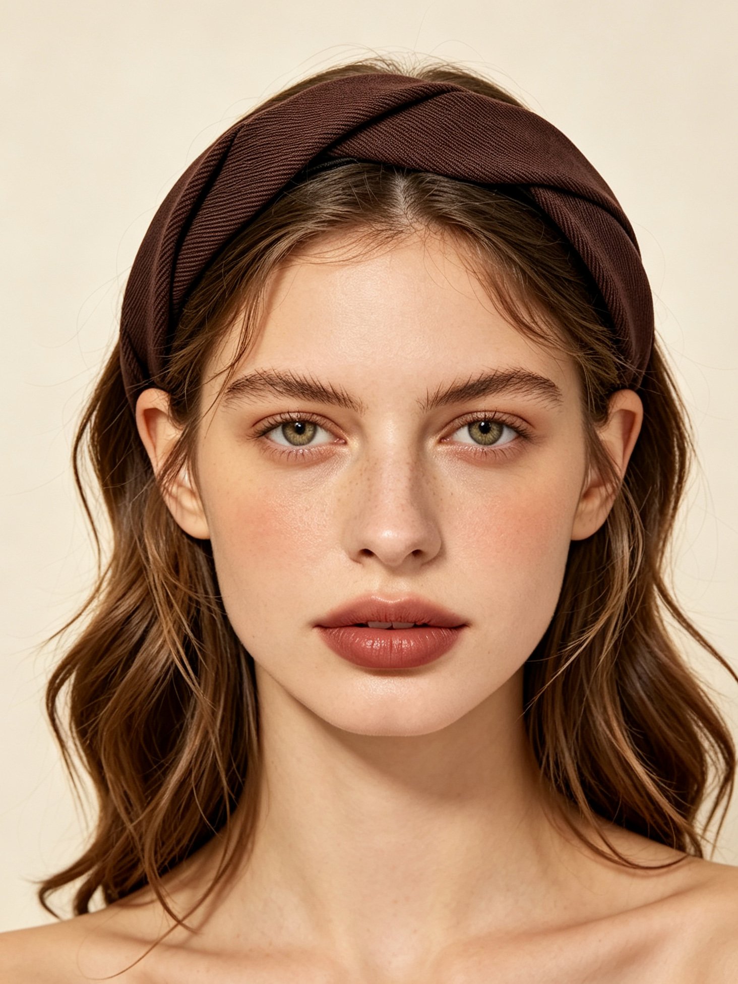 Brown Ribbed Knot Headband