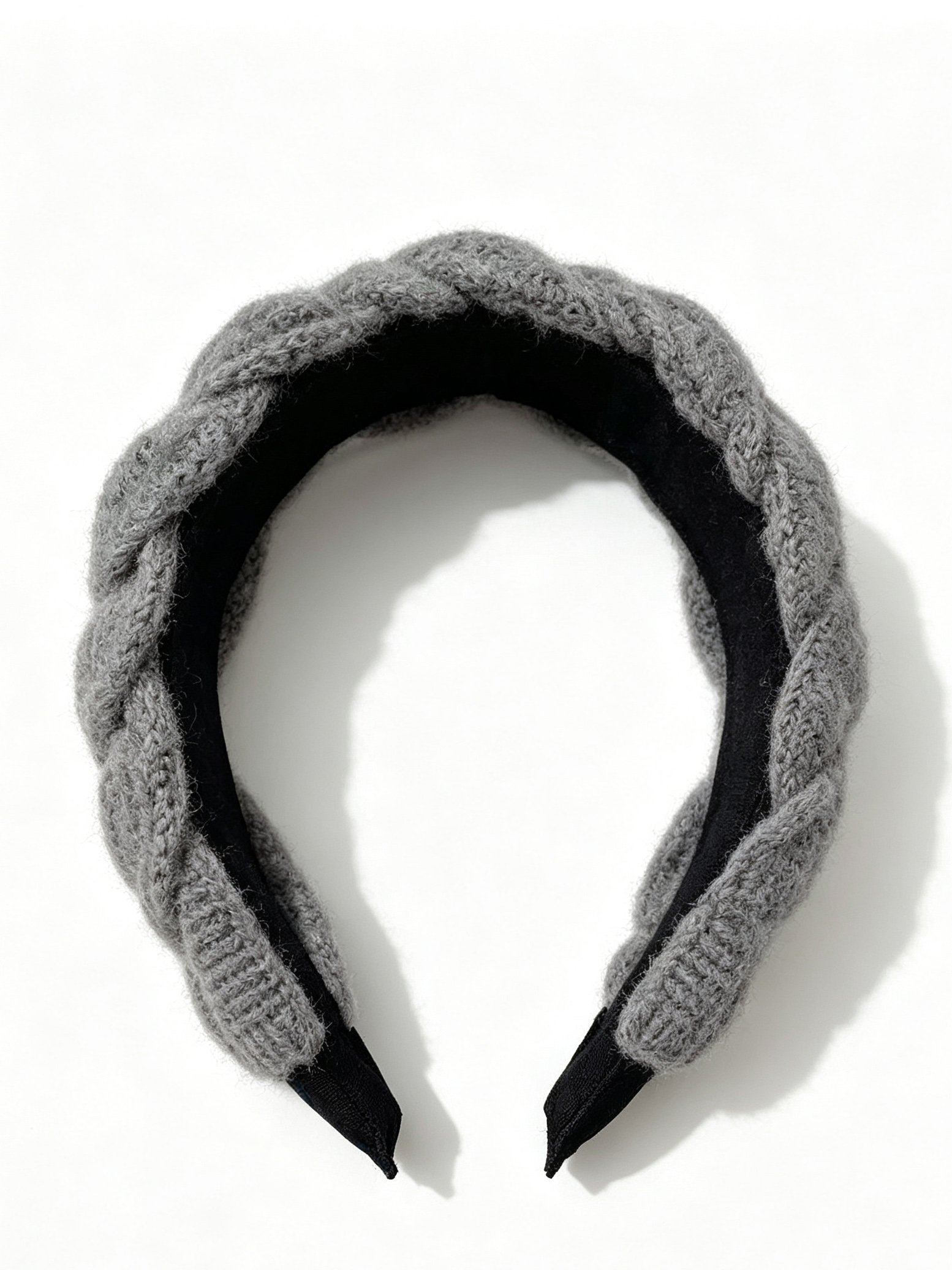 Grey Knitted Braided Headband 