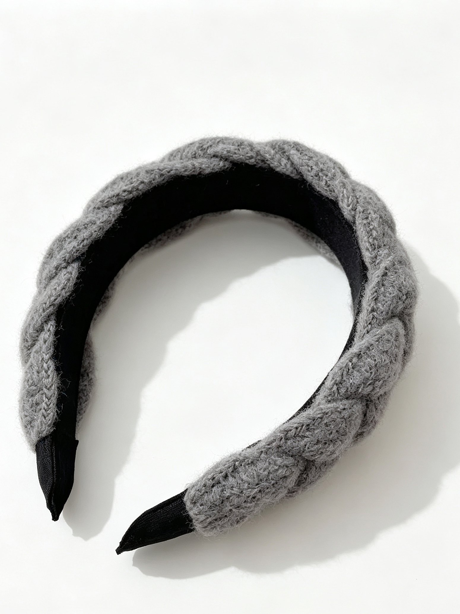 Grey Knitted Braided Headband 