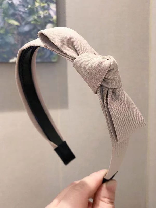 Beige Knot Bow Headband 