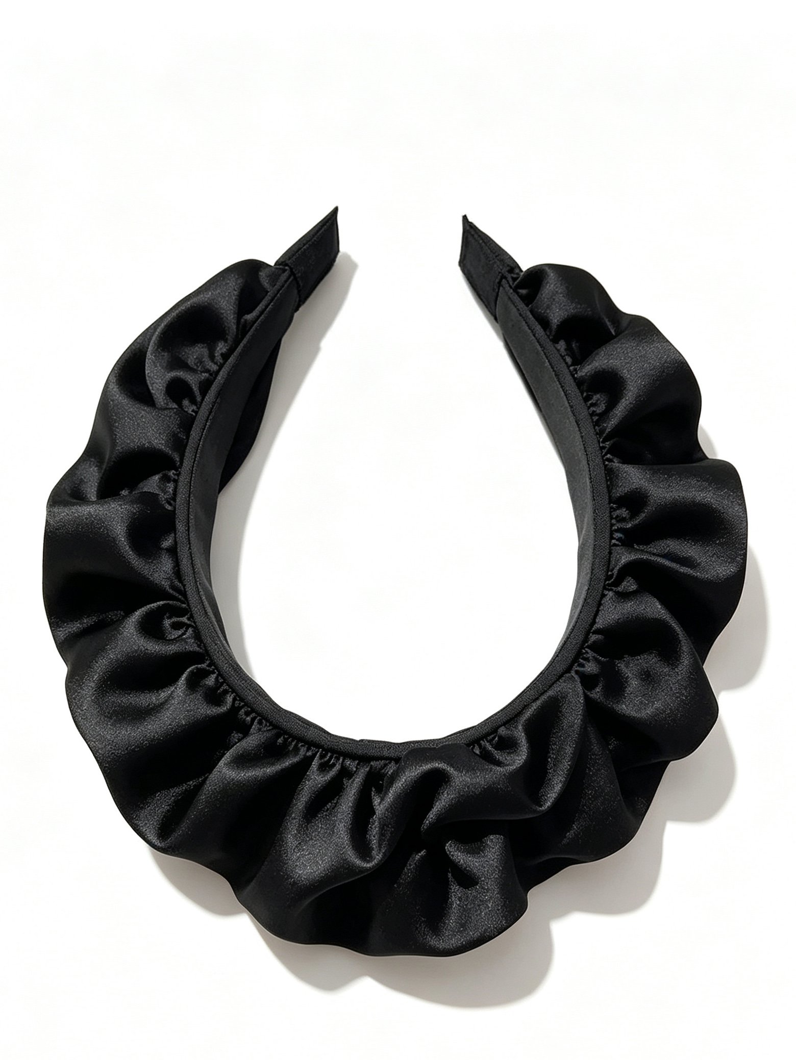 Black Ruched Satin Headband