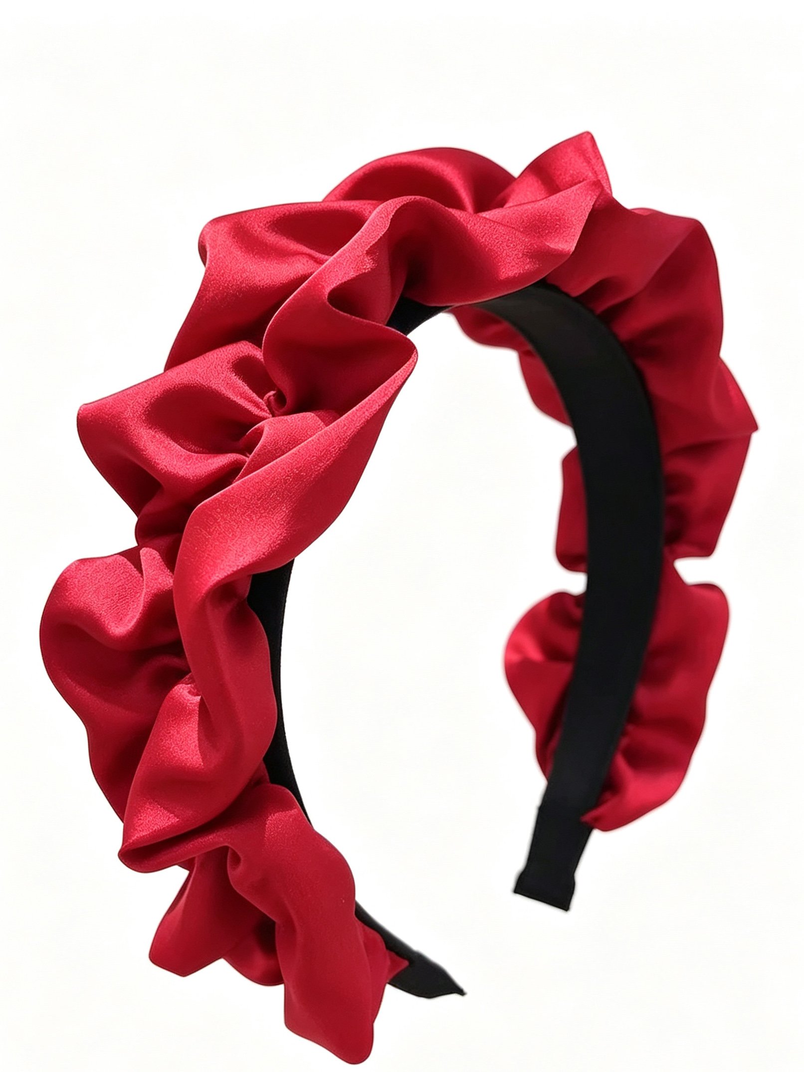 Burgundy Ruched Satin Headband