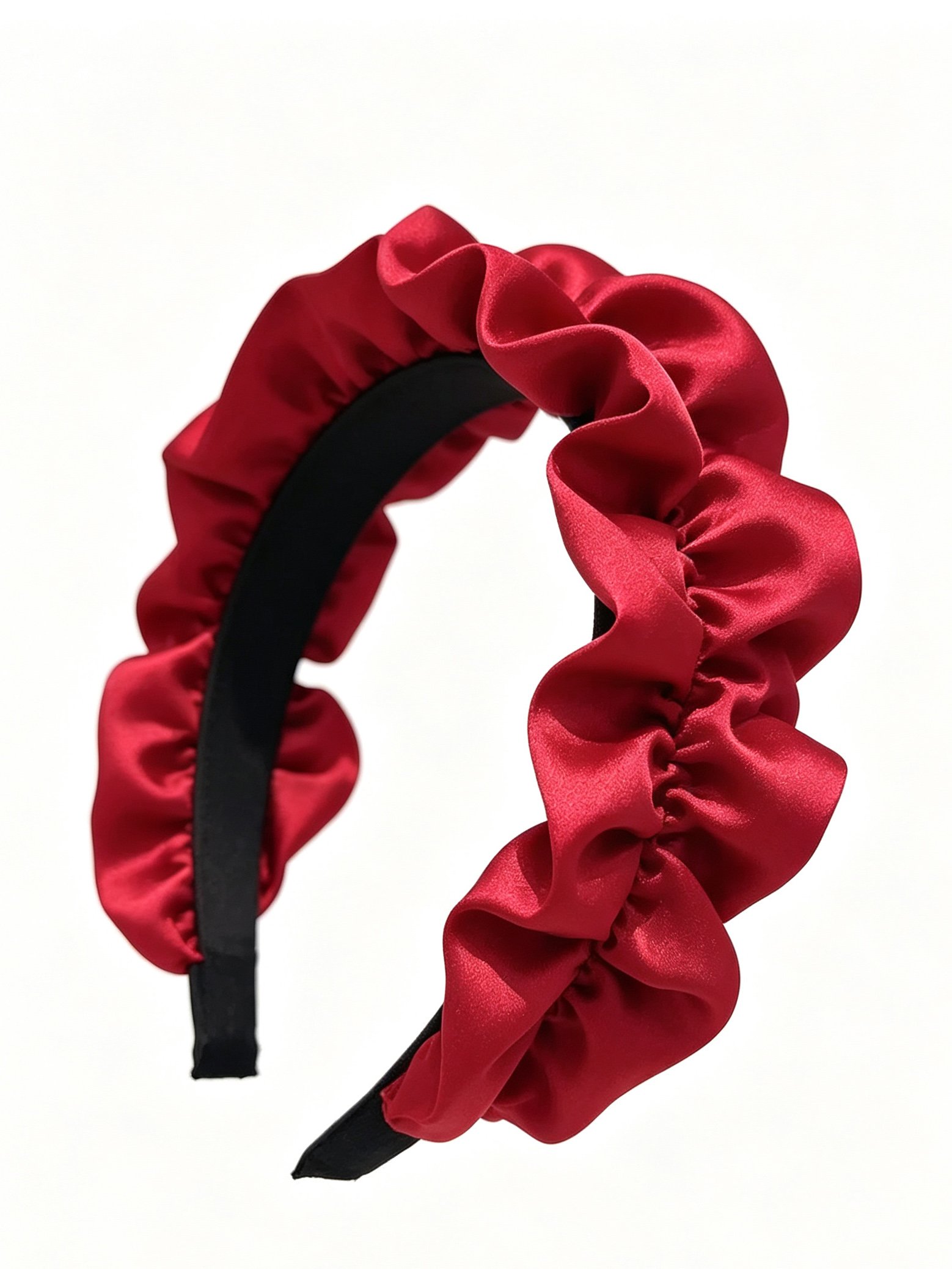 Burgundy Ruched Satin Headband