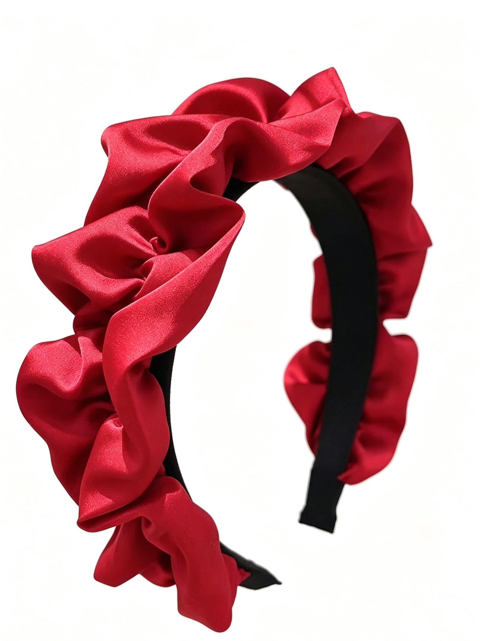 Burgundy Ruched Satin Headband