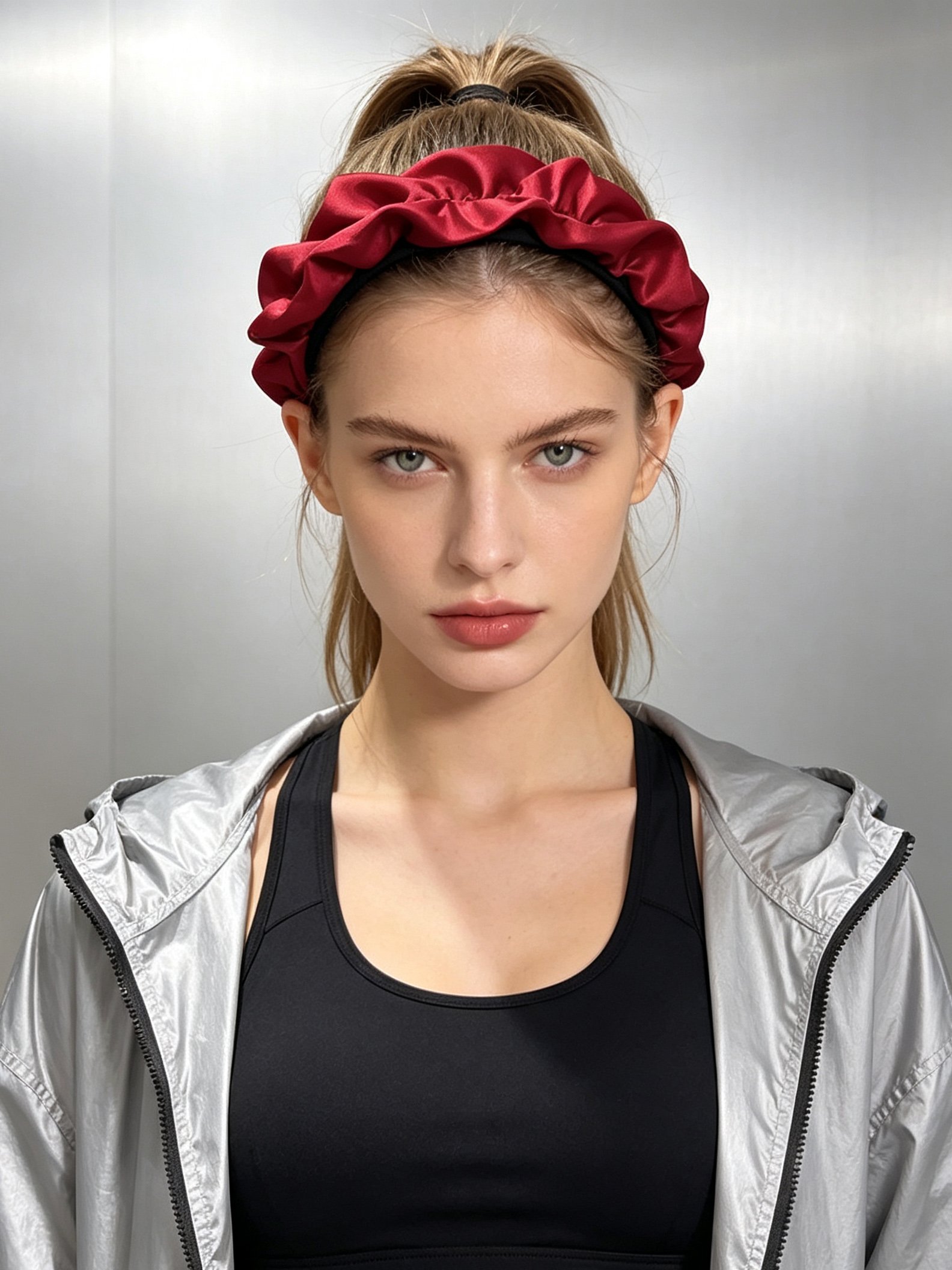 Burgundy Ruched Satin Headband