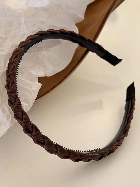 Coffee Brown Braided Hairband 