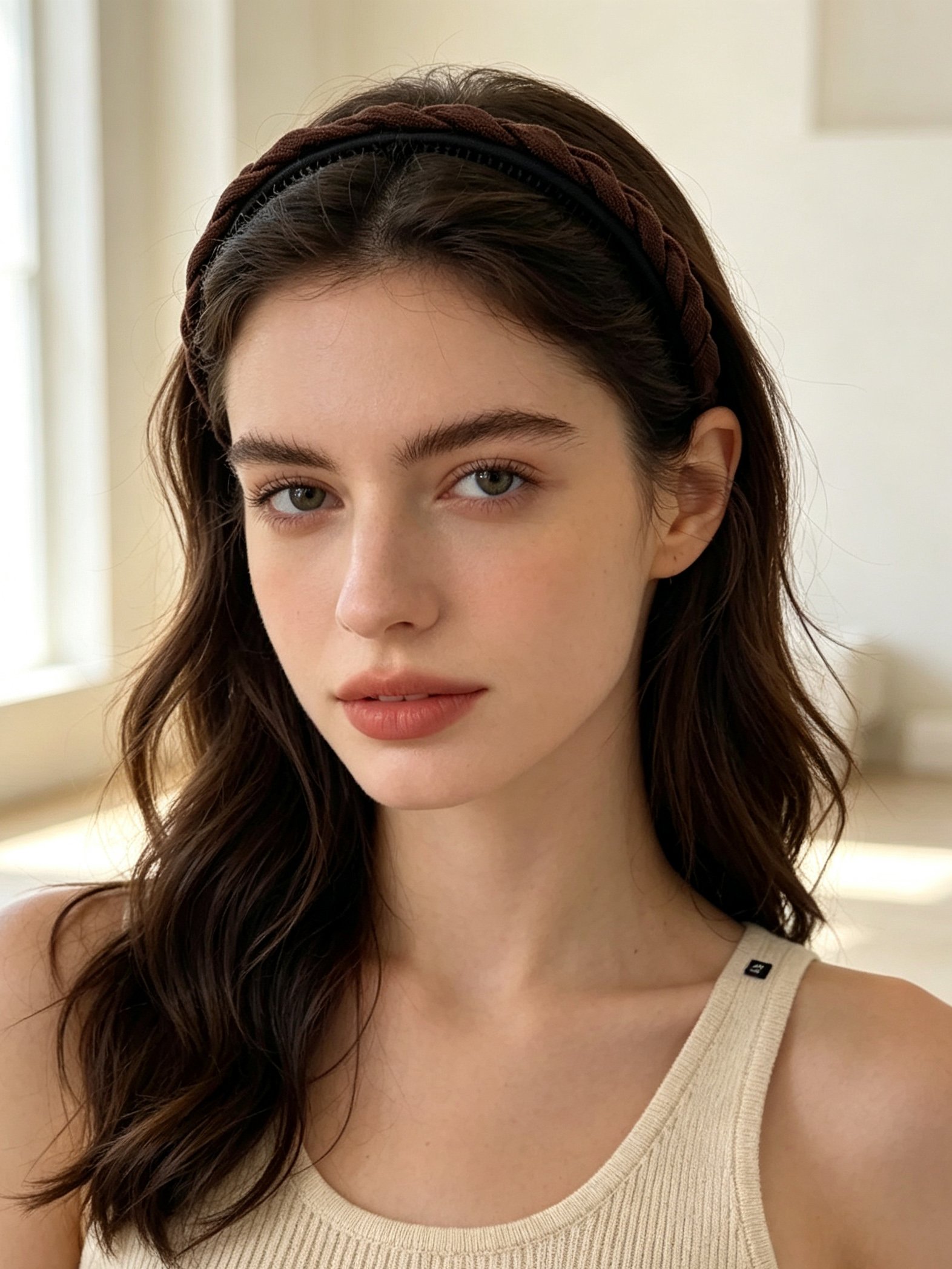 Coffee Brown Braided Hairband 