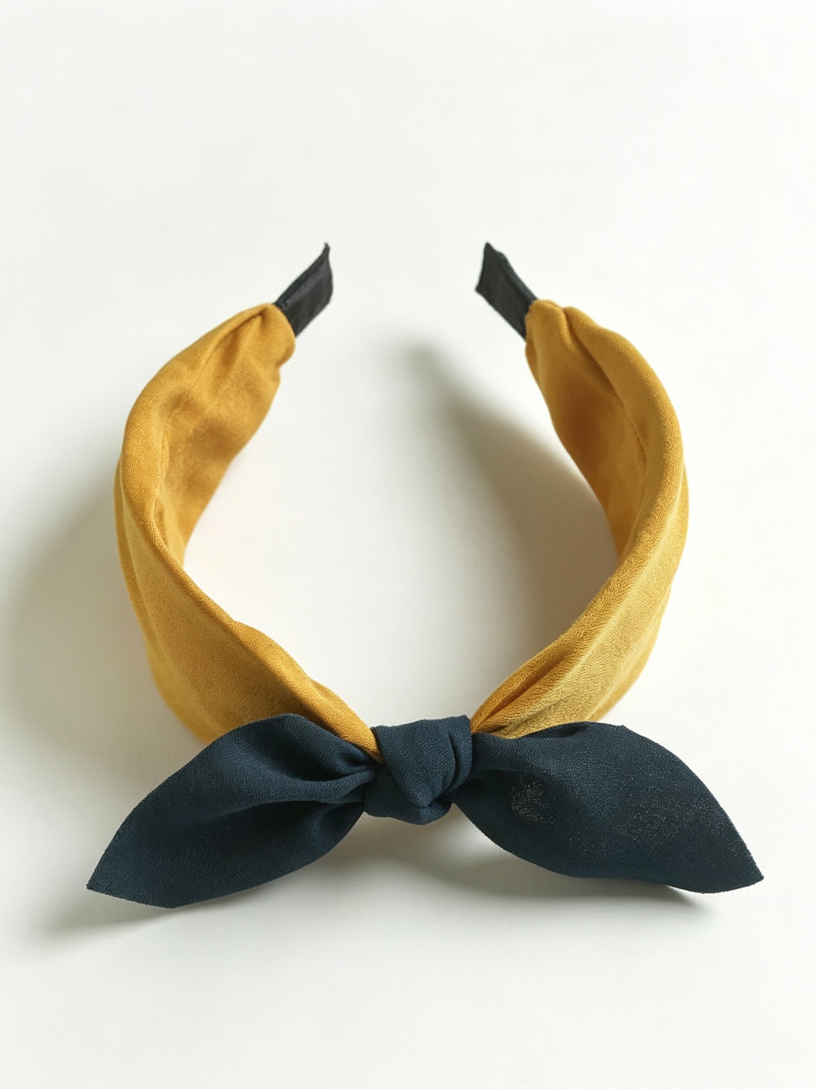 Yellow Headband with Navy Bow Detail