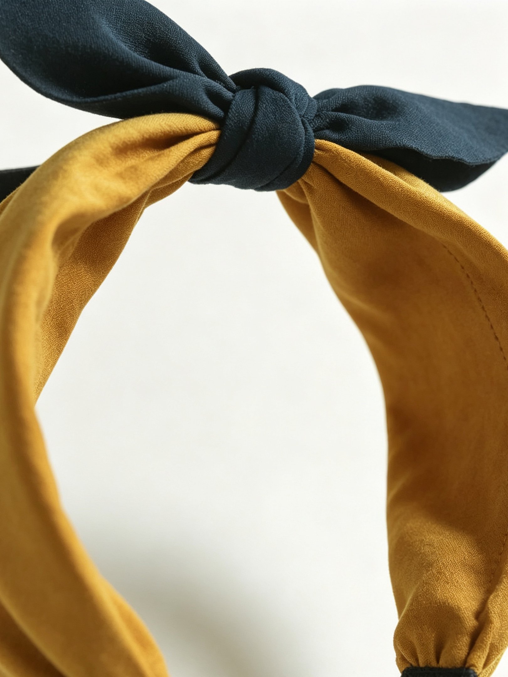 Yellow Headband with Navy Bow Detail