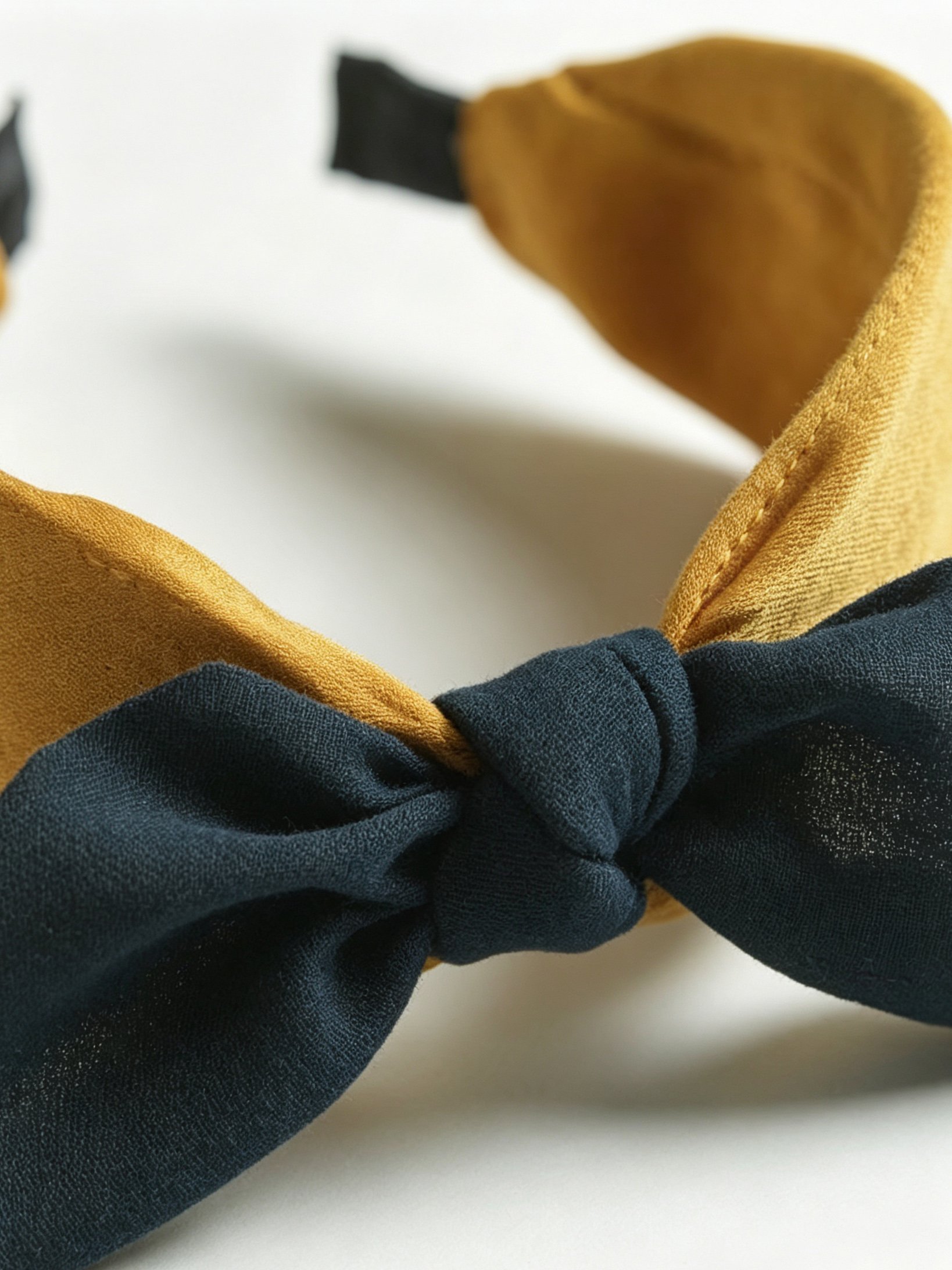 Yellow Headband with Navy Bow Detail