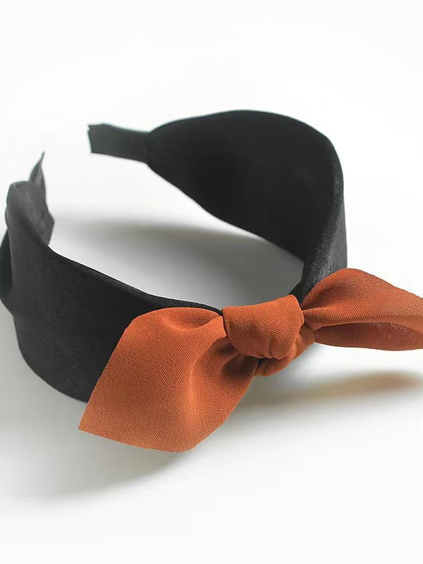 Black Headband with Rust Bow Accent