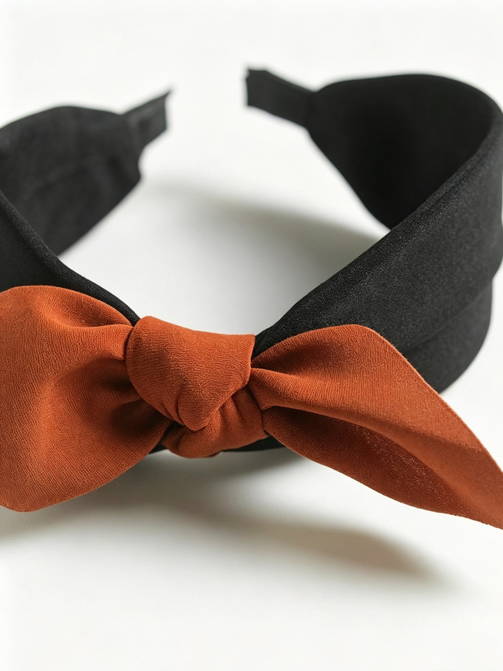 Black Headband with Rust Bow Accent