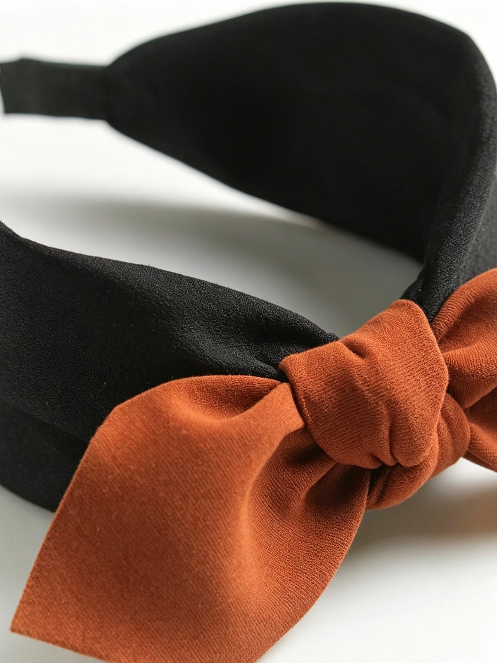 Black Headband with Rust Bow Accent