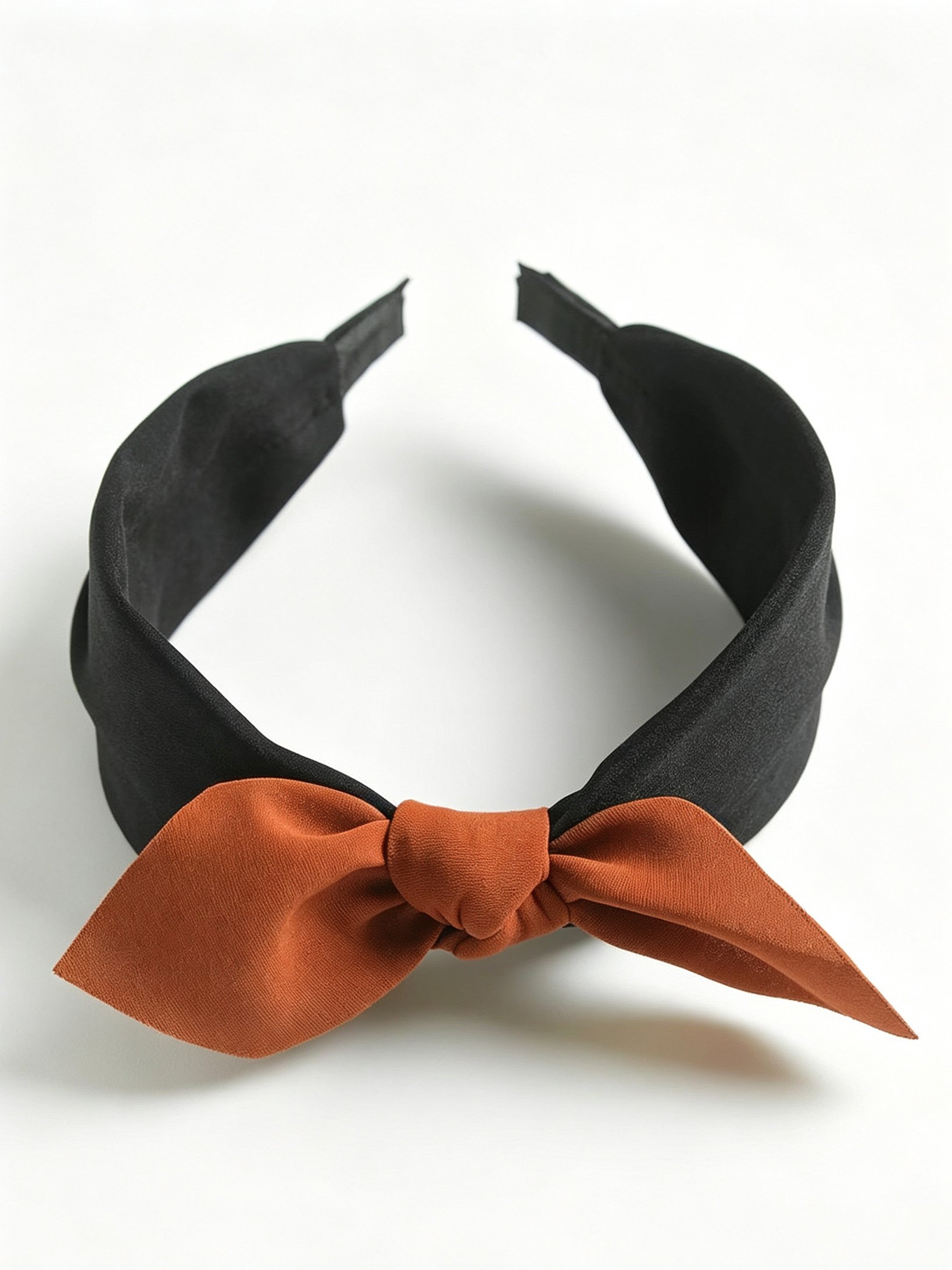 Black Headband with Rust Bow Accent