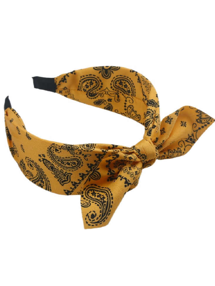 Yellow Paisley Bow Hairband 