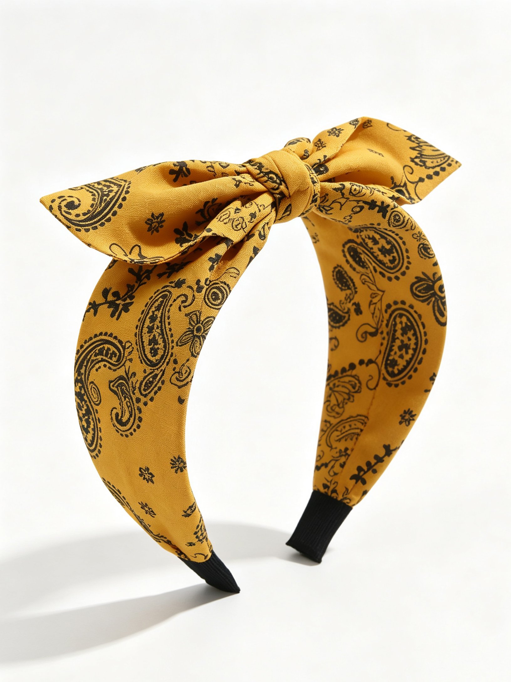 Yellow Paisley Bow Hairband 