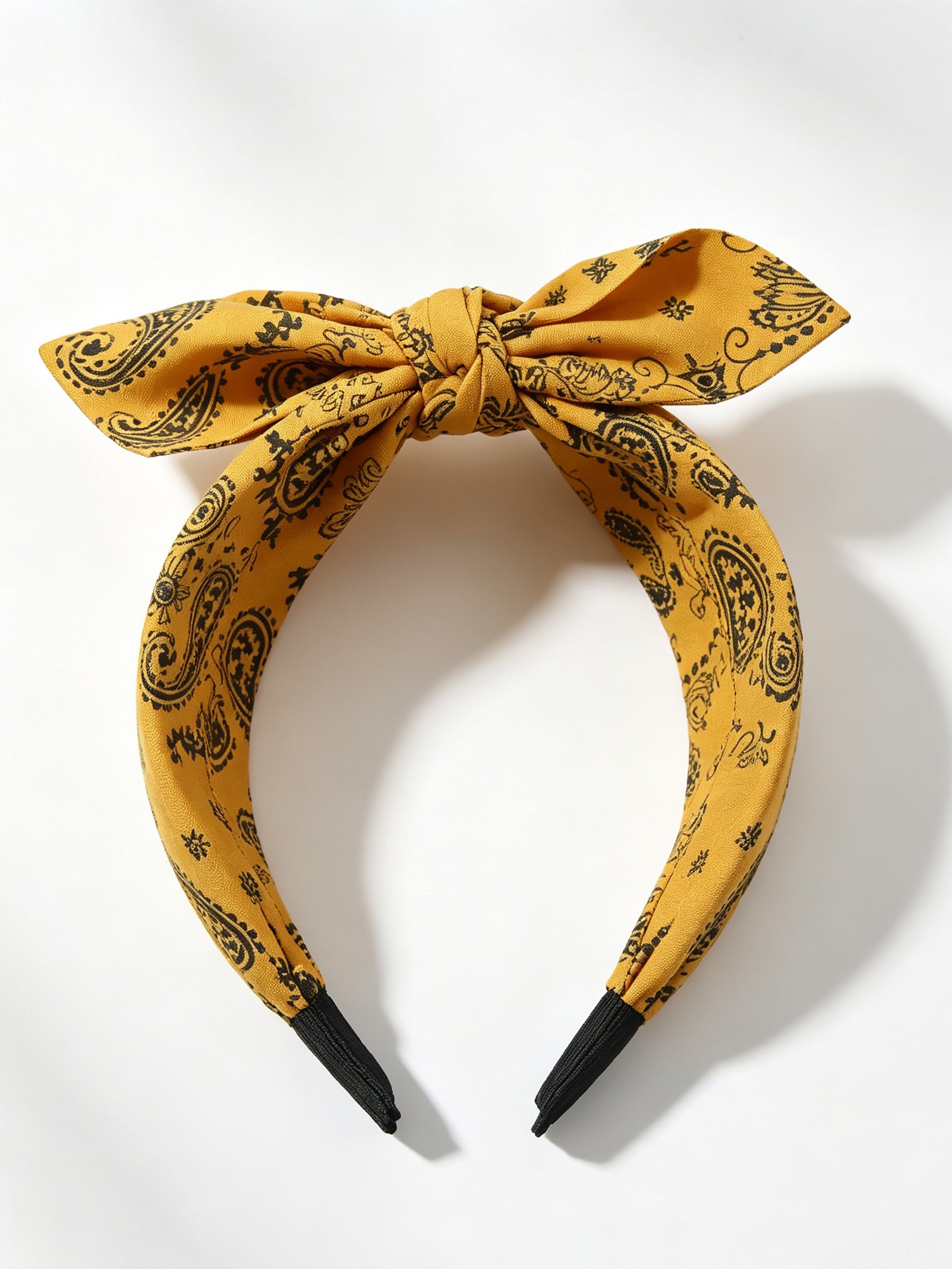 Yellow Paisley Bow Hairband 