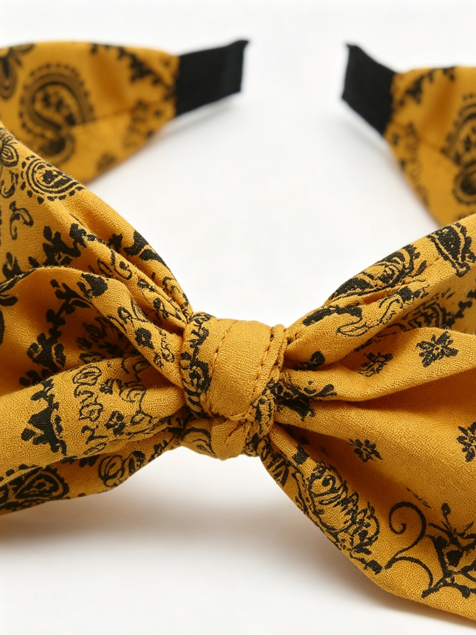 Yellow Paisley Bow Hairband 