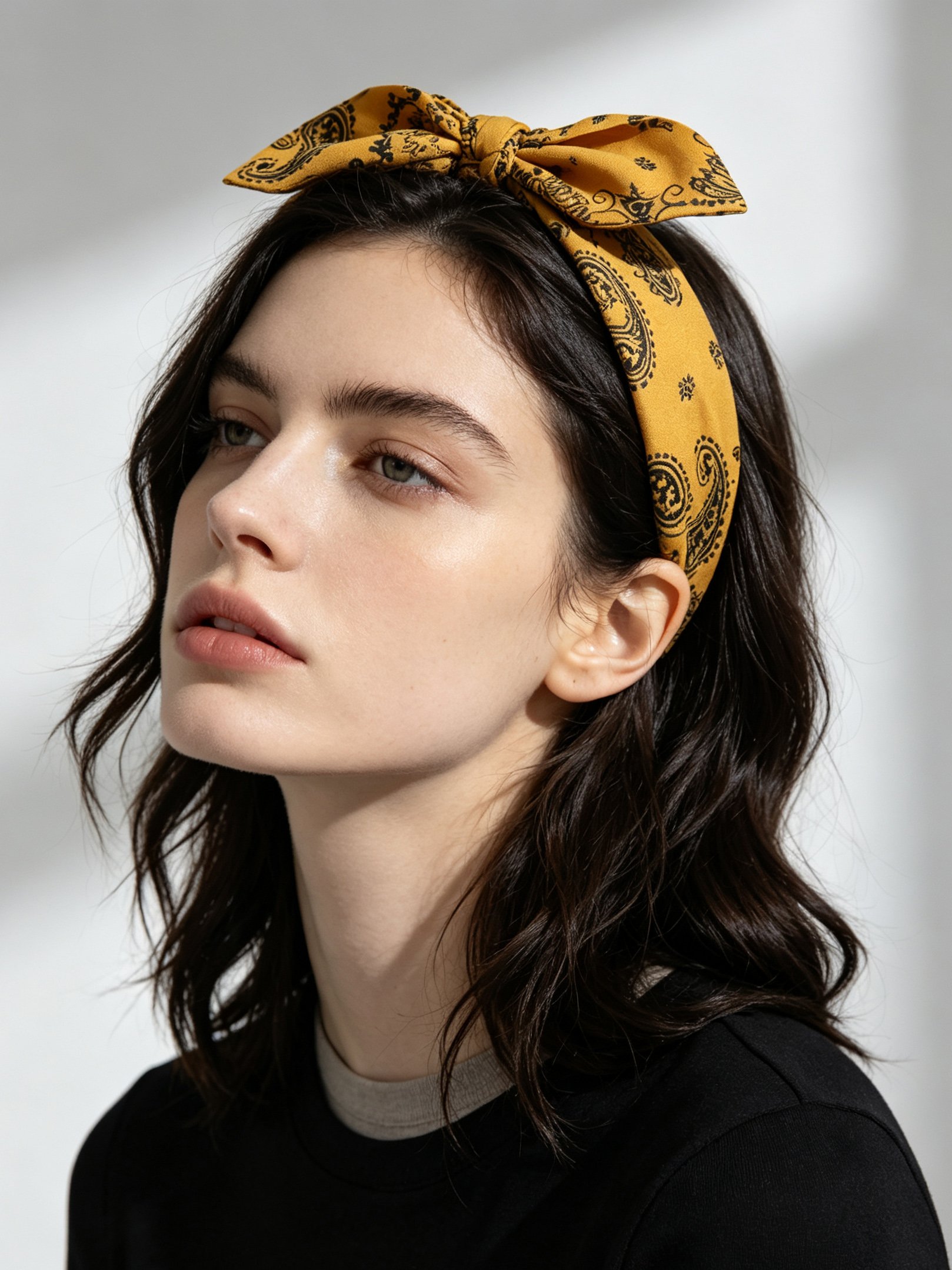Yellow Paisley Bow Hairband 