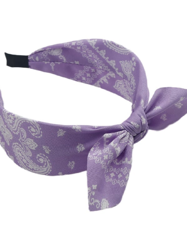 Purple Paisley Bow Headband 