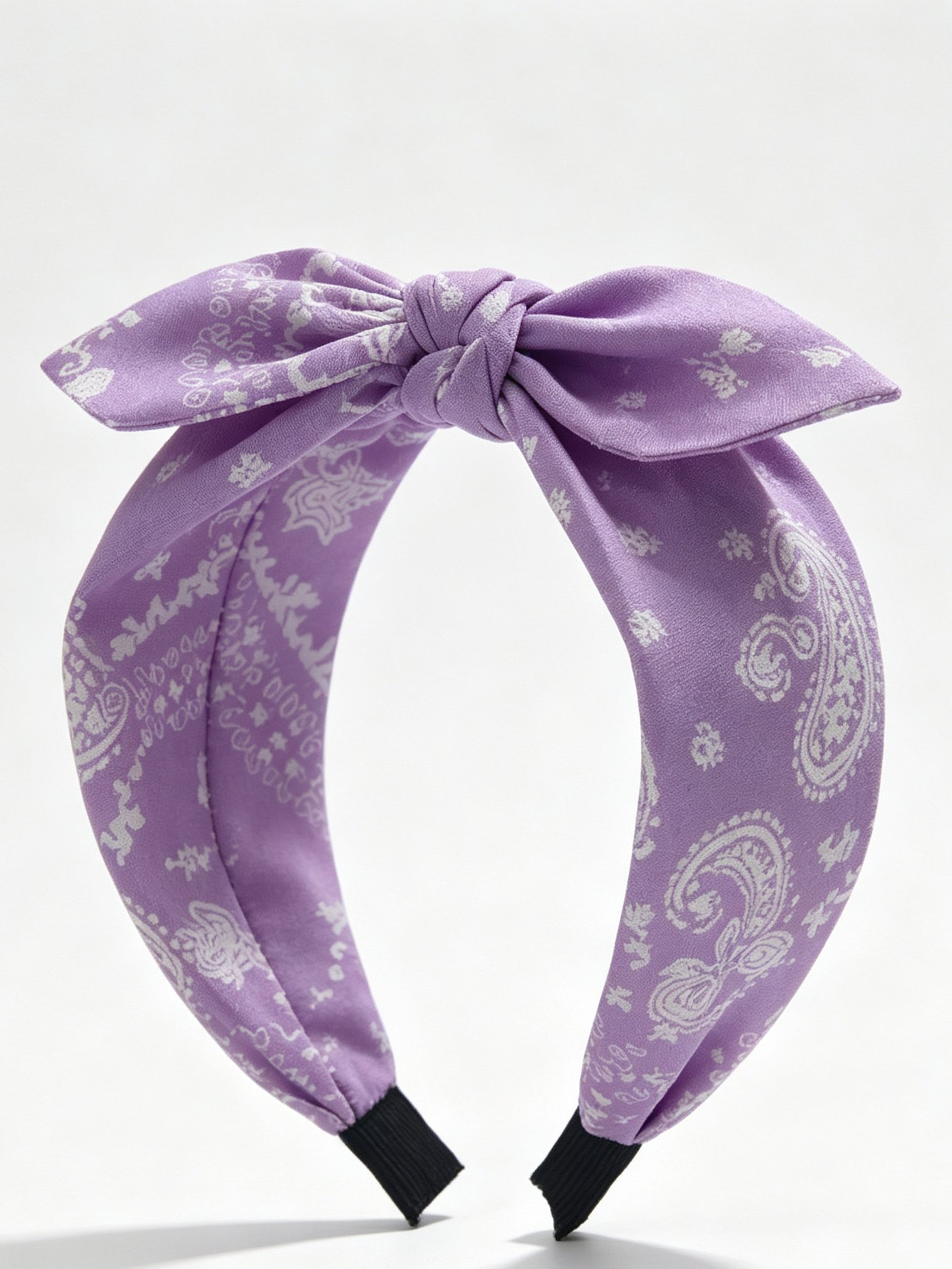 Purple Paisley Bow Headband 