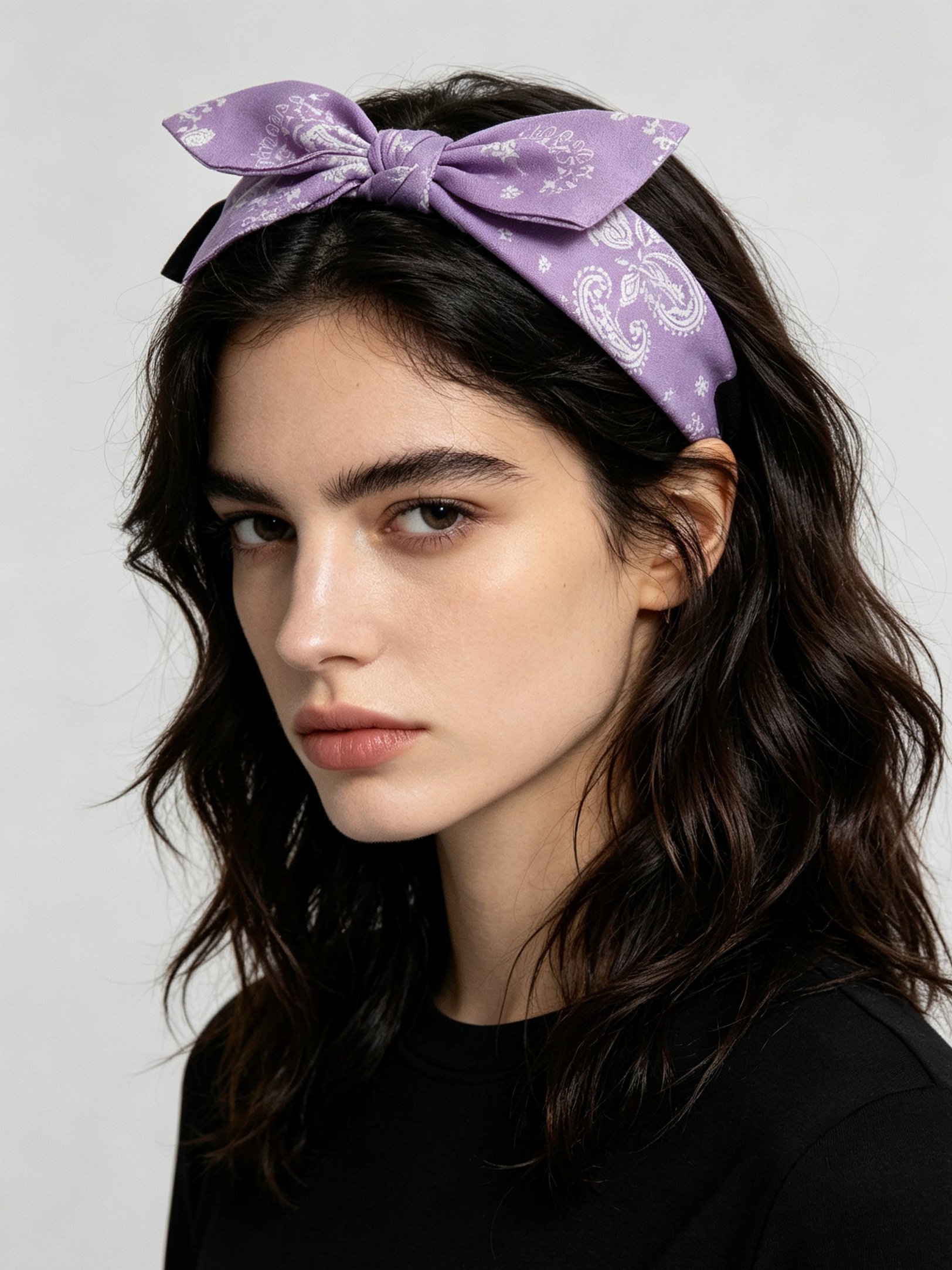 Purple Paisley Bow Headband 