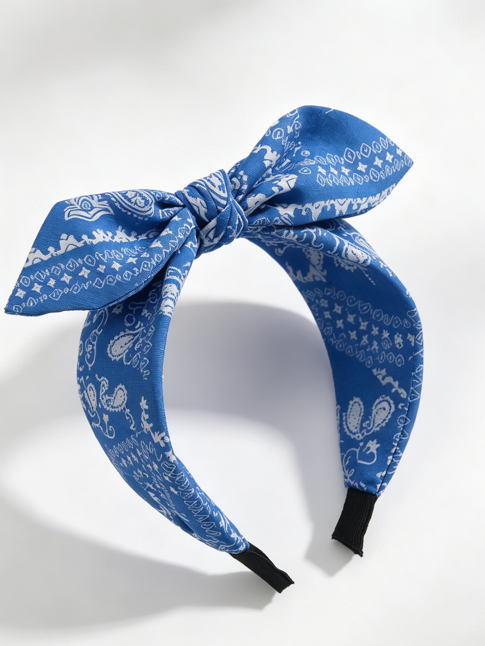 Medium Blue Paisley Bow Headband 