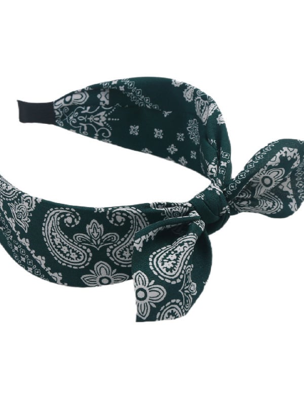 Green Paisley Bow Headband