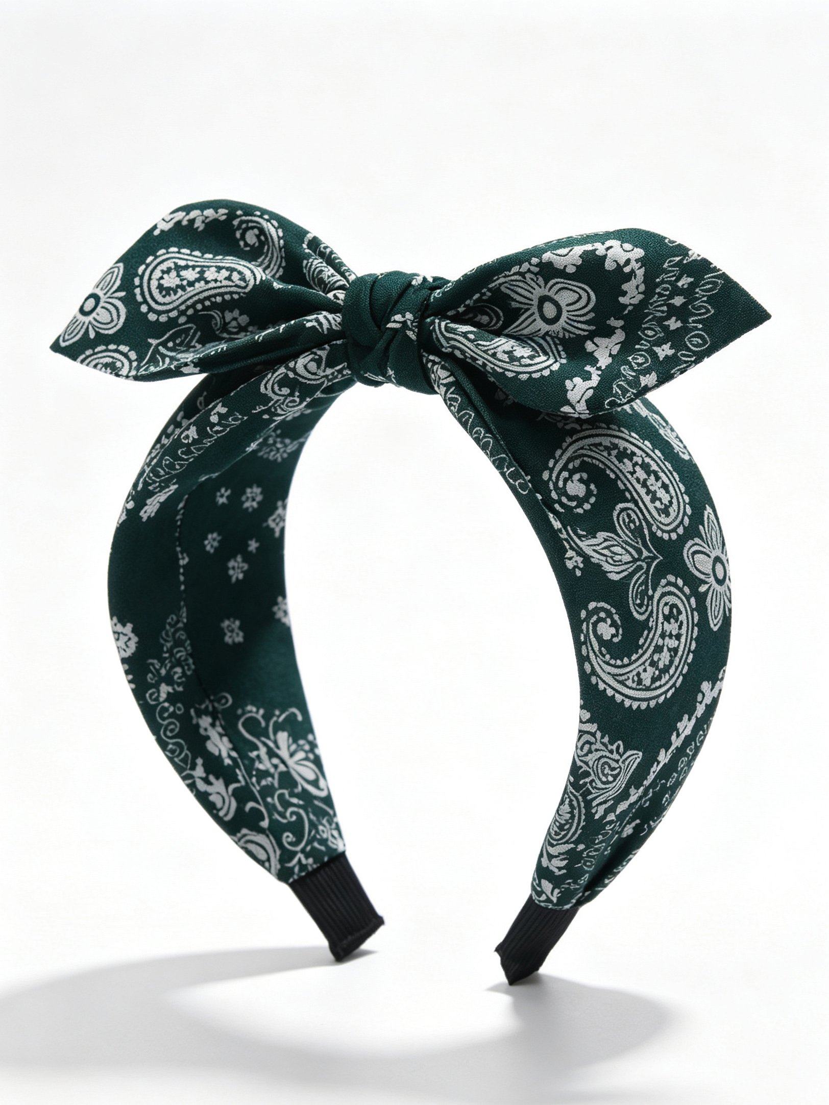 Green Paisley Bow Headband