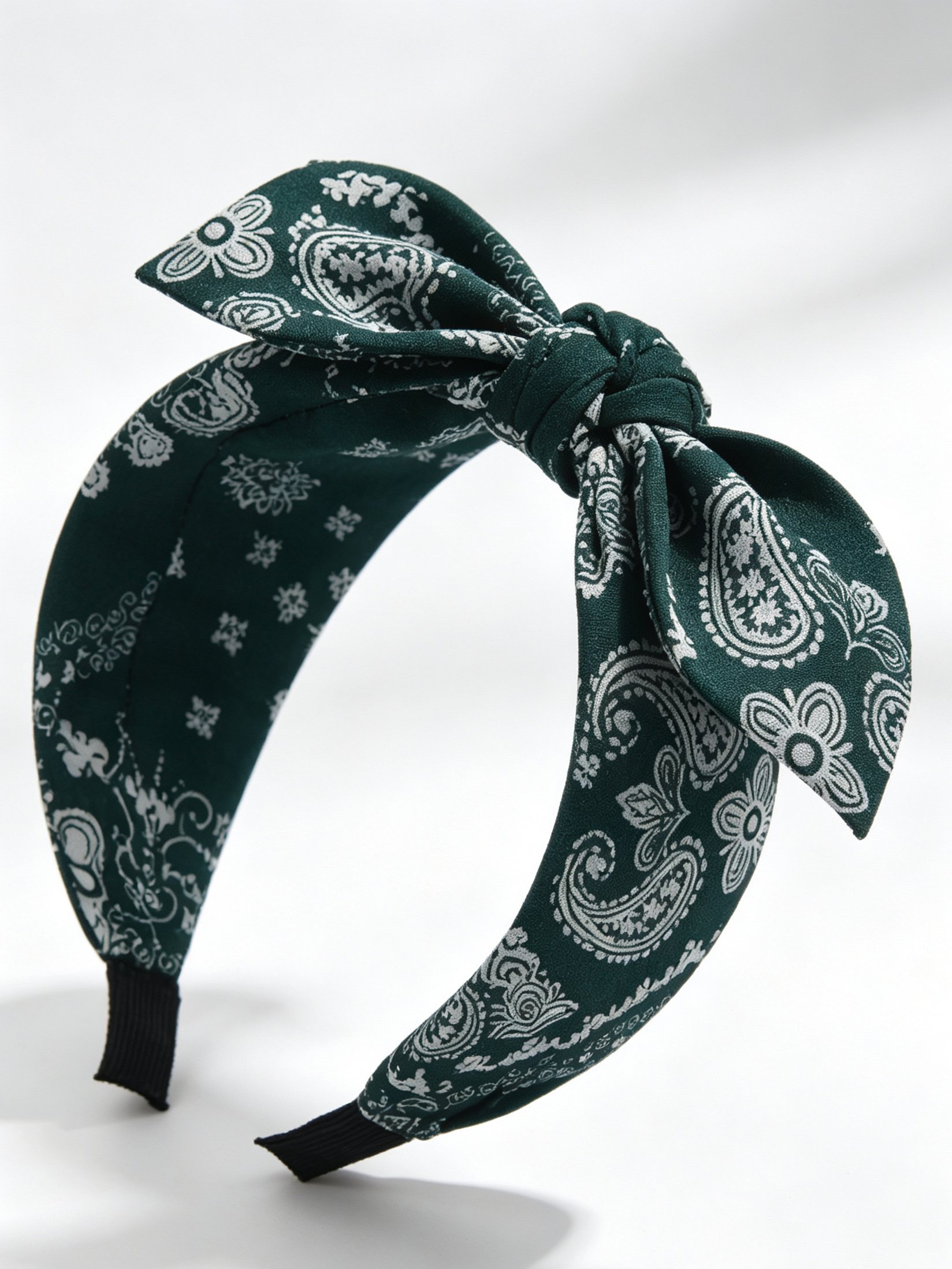 Green Paisley Bow Headband