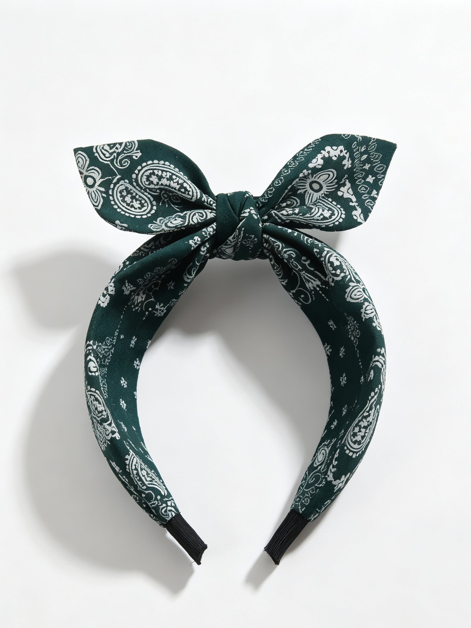 Green Paisley Bow Headband