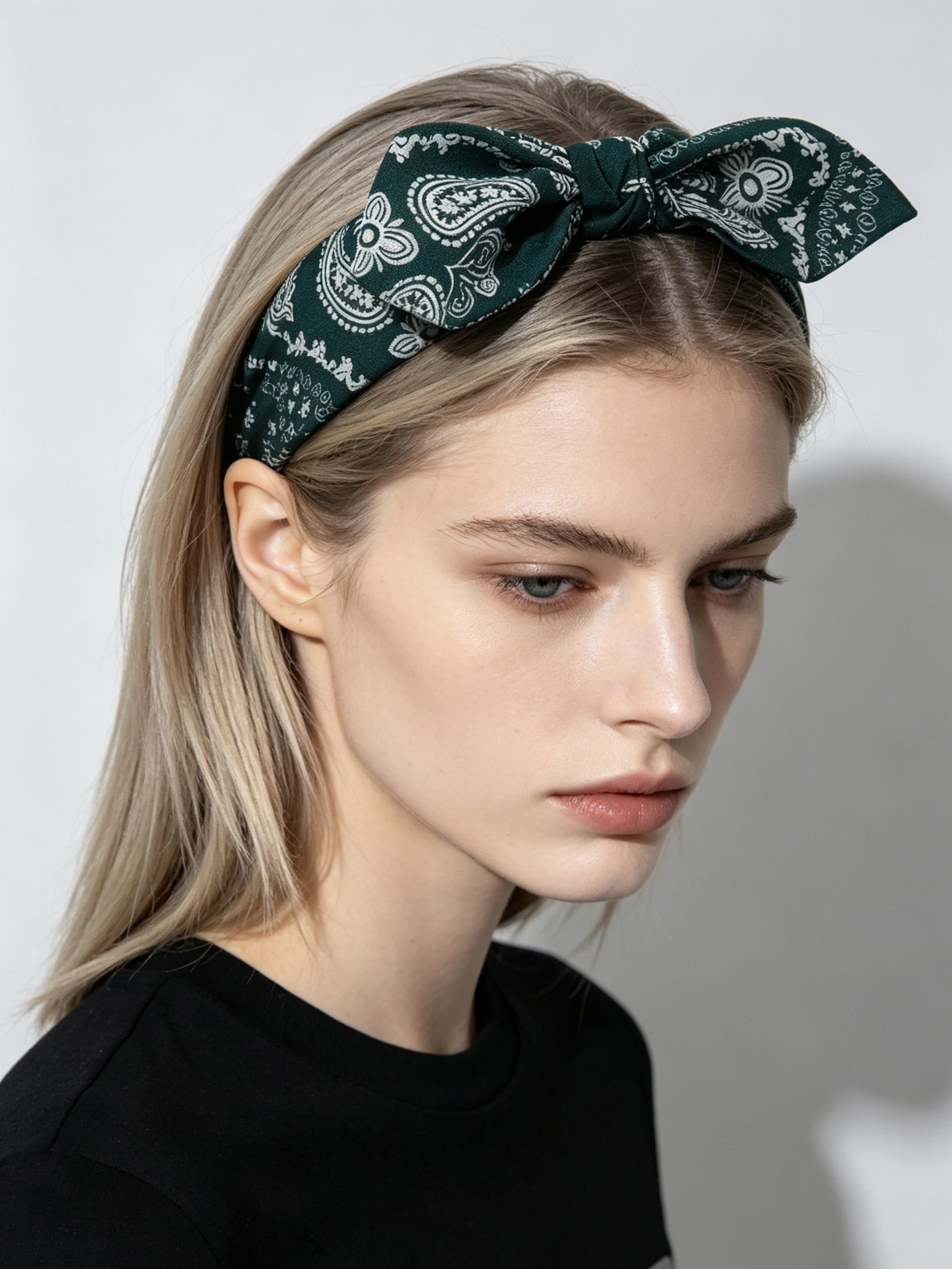 Green Paisley Bow Headband