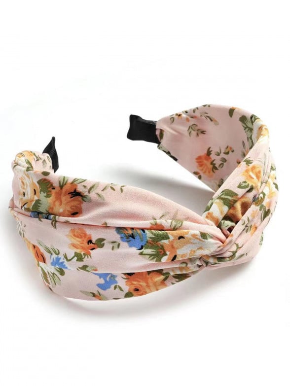 Pink Floral Twisted Headband 