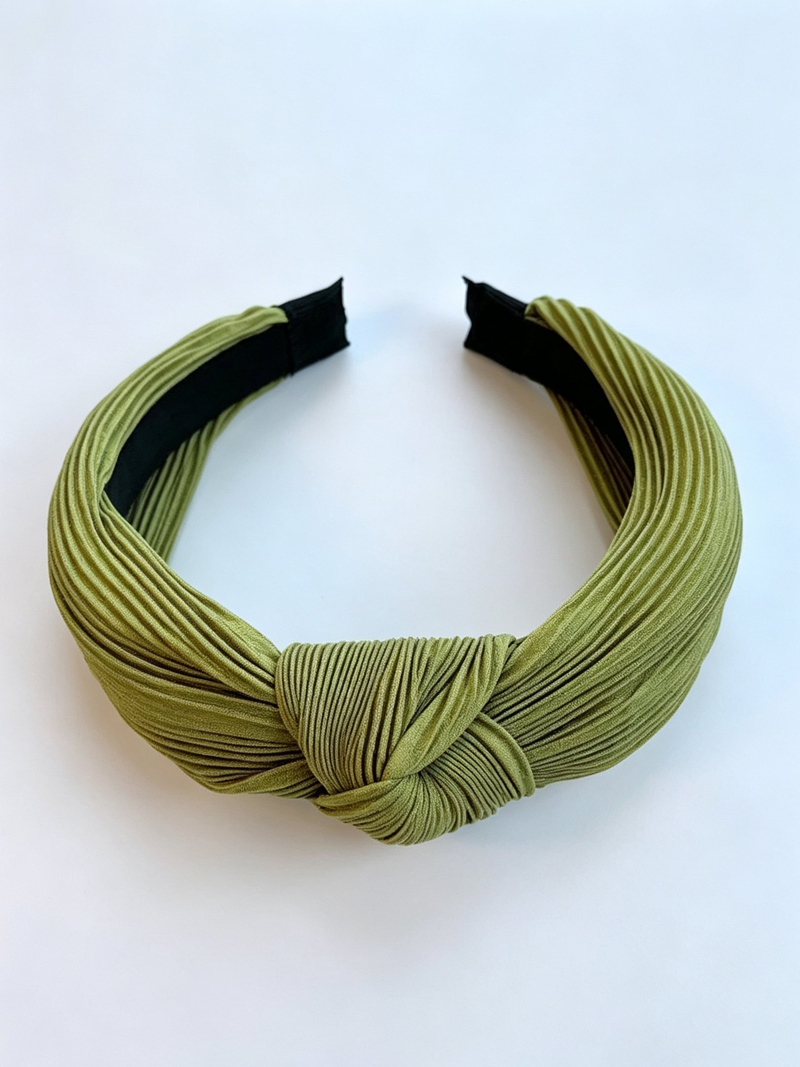 Green Pleated Knotted Headband 