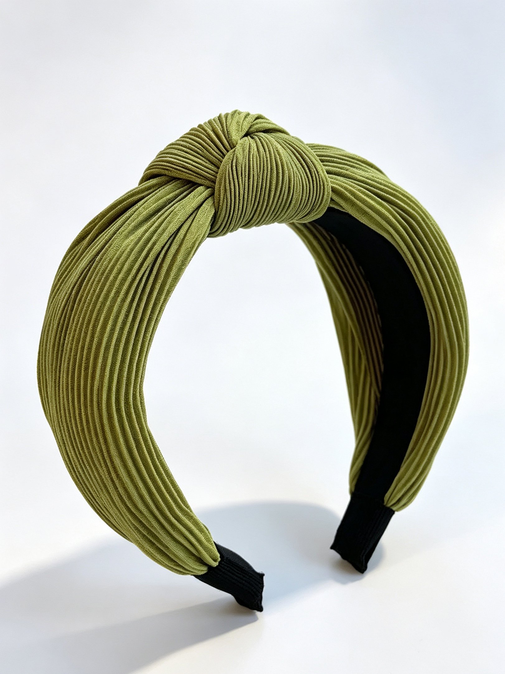 Green Pleated Knotted Headband 