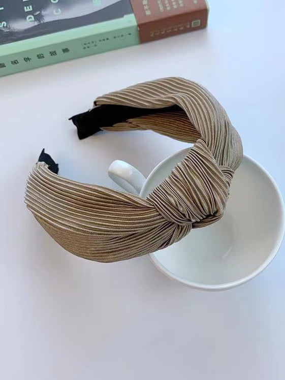 Khaki Pleated Knot Headband
