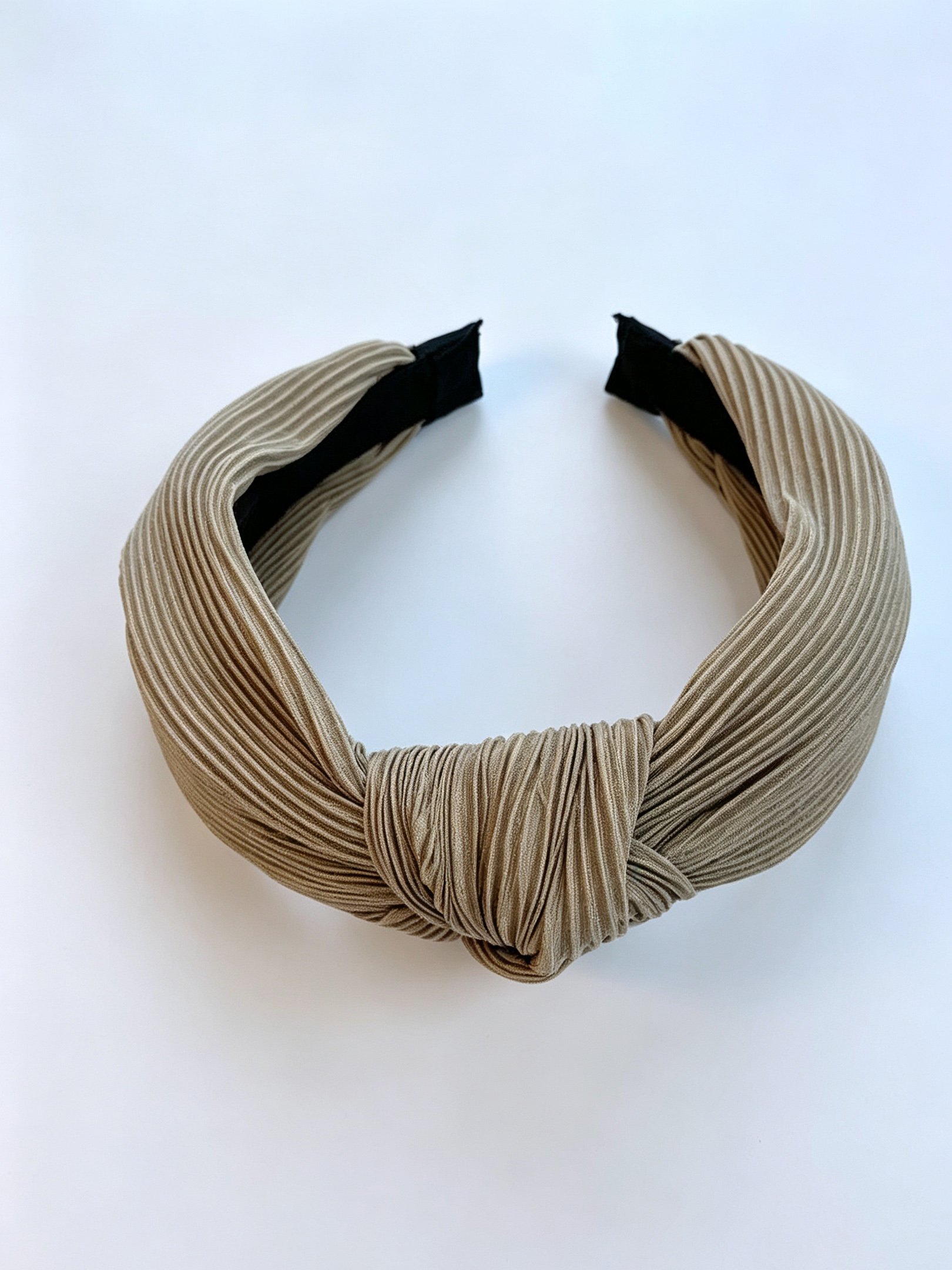 Khaki Pleated Knot Headband