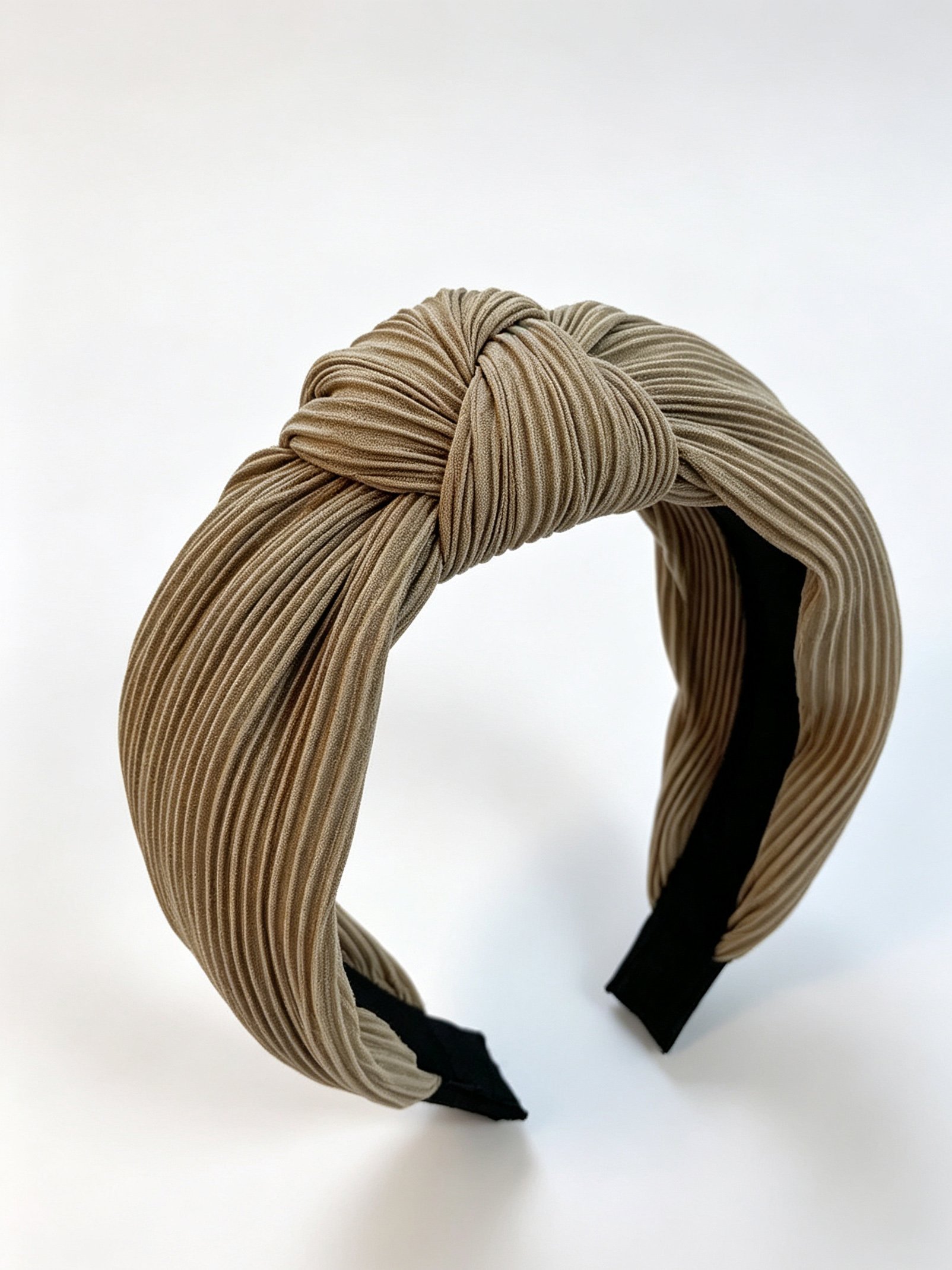 Khaki Pleated Knot Headband