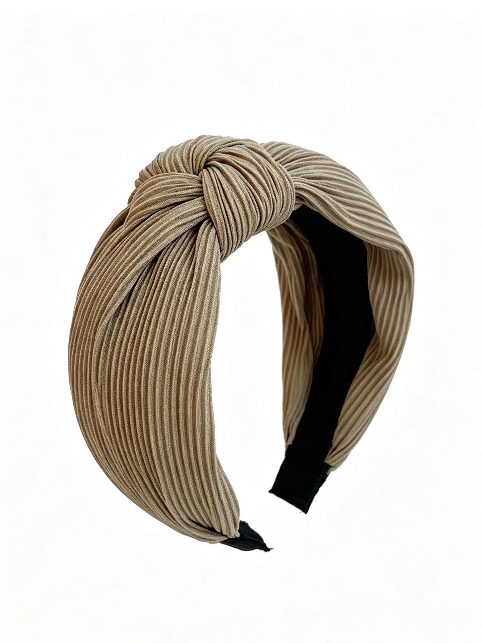 Khaki Pleated Knot Headband