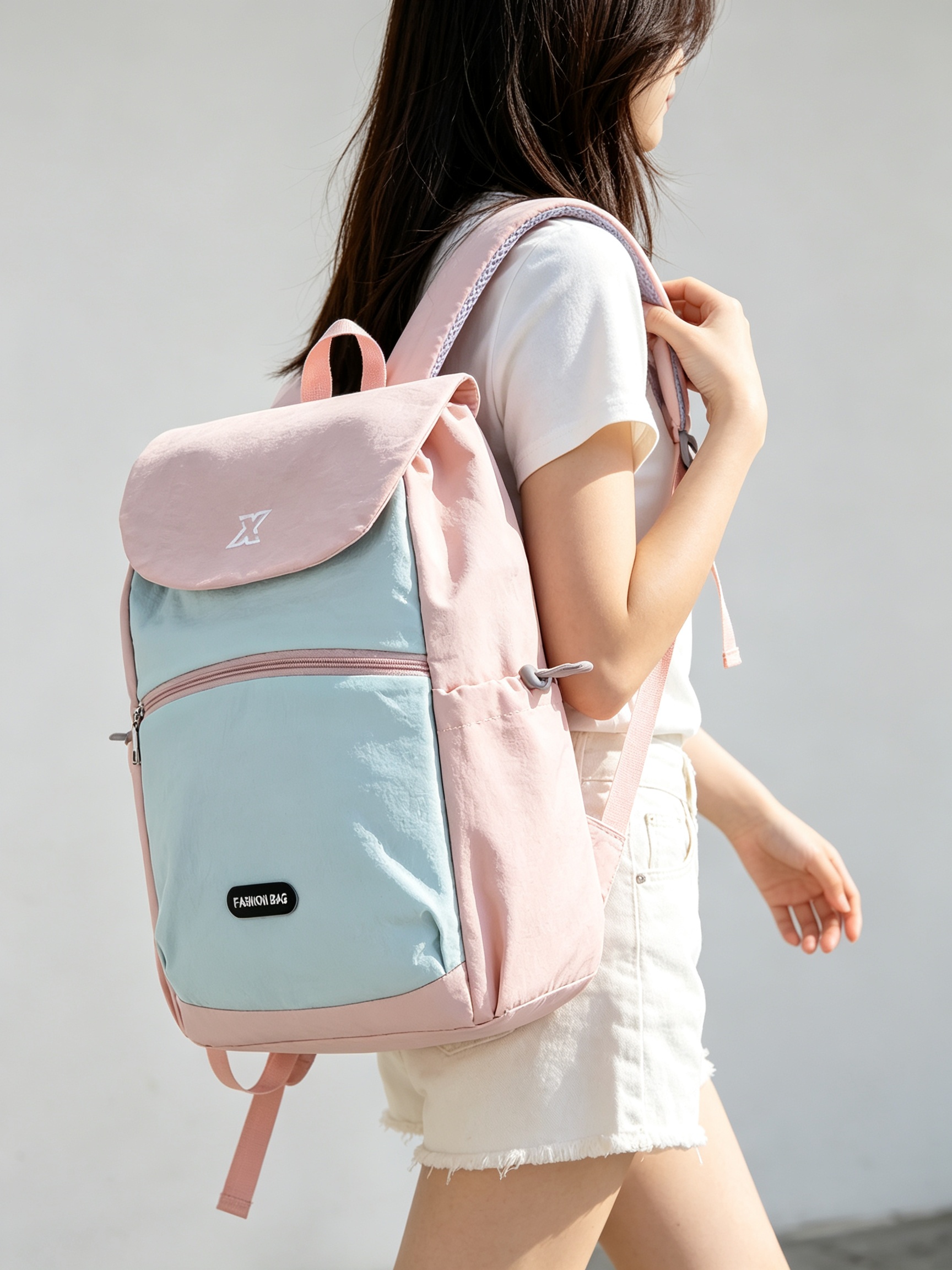 Pink Plain Backpack 