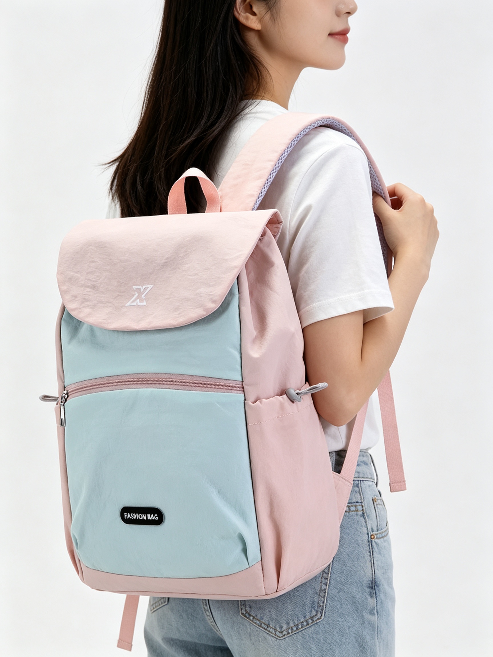 Pink Plain Backpack 