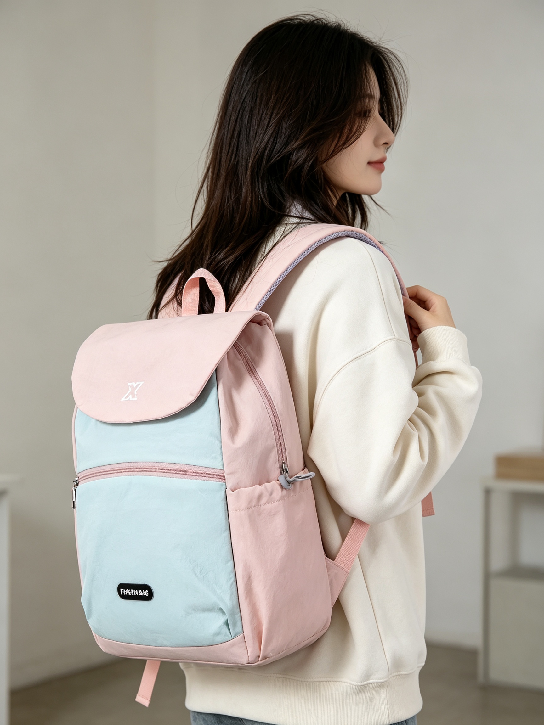 Pink Plain Backpack 